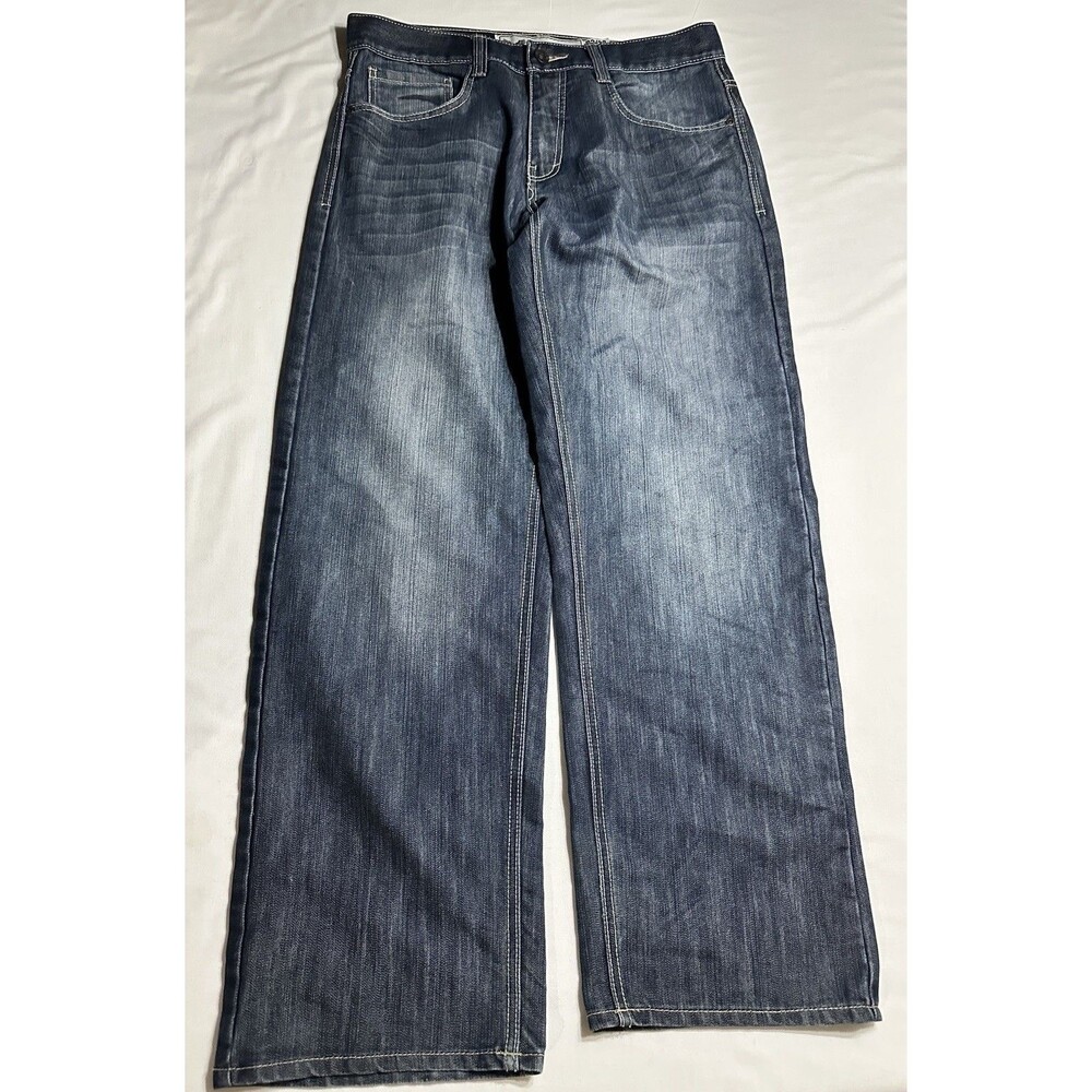 Avirex Jeans Mens 32X32 Pants Grunge Hip Hop Pockets Embroidered Design *READ** - Picture 6 of 15